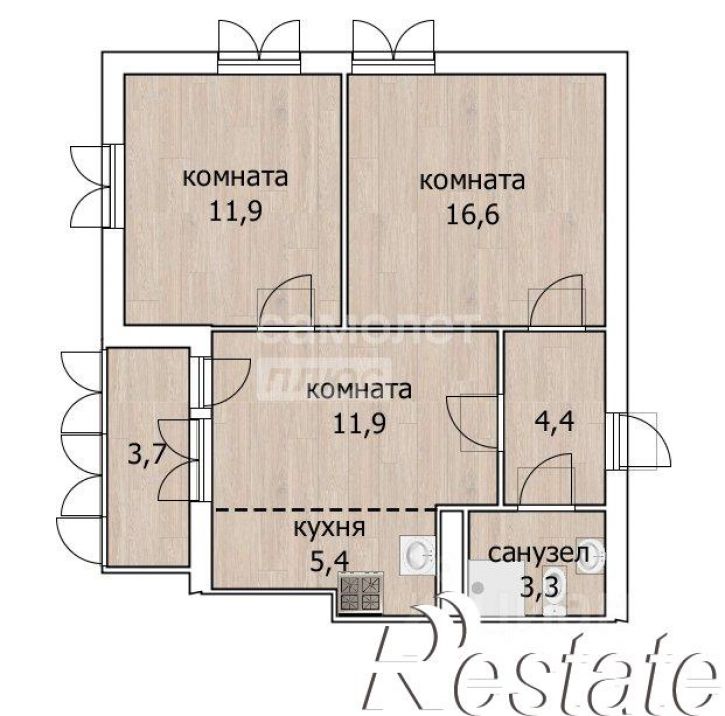 3-комн квартира улица Лётчиков, 2Б,  д. 2Б