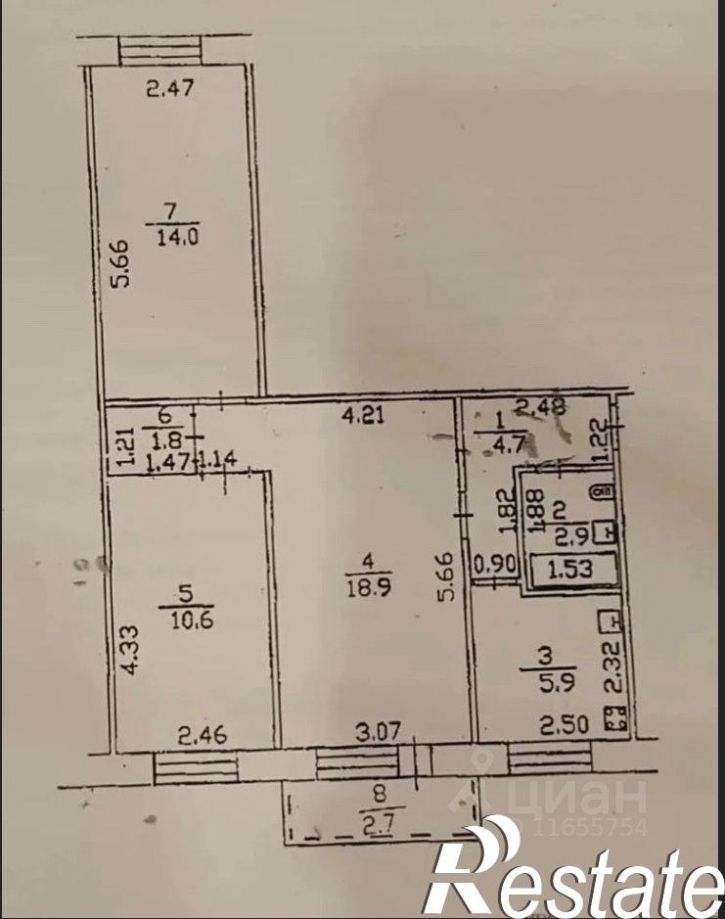 3-комн квартира улица 8 Марта, 5/1,  д. 5/1