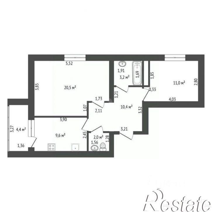 2-комн квартира улица Георгия Мушникова, 27,  д. 27