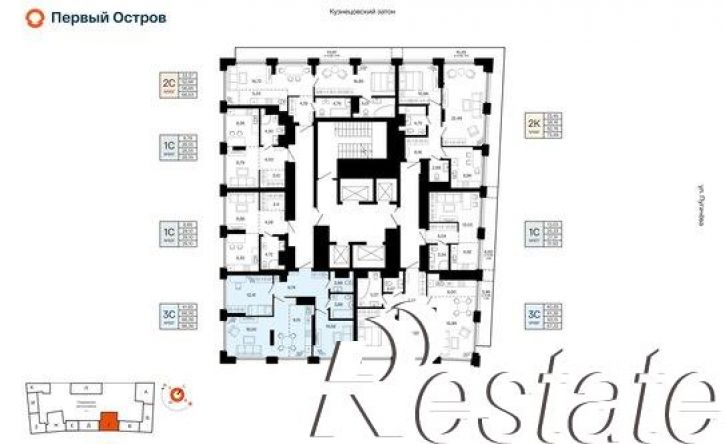 3-комн квартира в новом доме микрорайон Кузнецовский Затон, ЖК Первый Остров