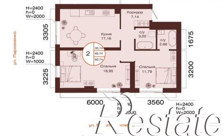 2-комн квартира в новом доме улица Пархоменко, 152,  д. 152