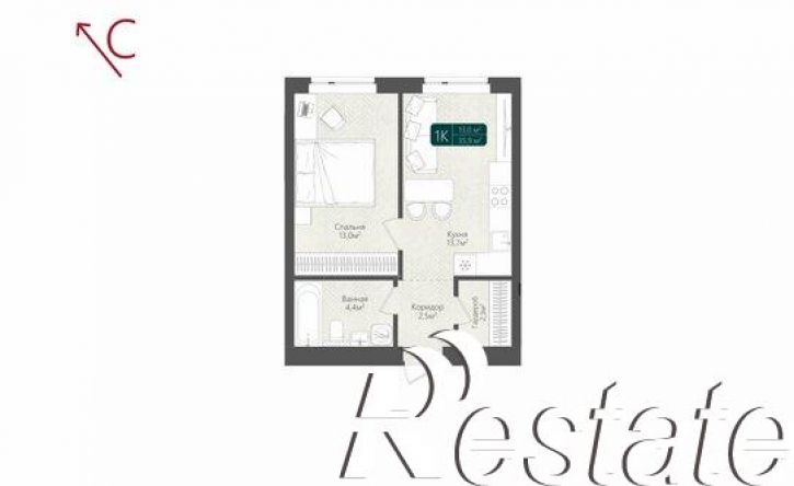 1-комн квартира в новом доме улица Рихарда Зорге, 33,  д. 33