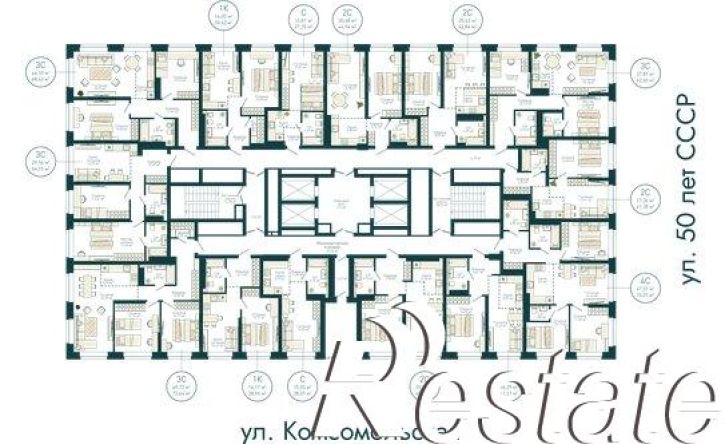 3-комн квартира в новом доме Комсомольская улица, 122 к1,  д. 122 к1