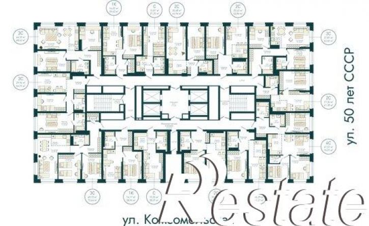 1-комн квартира в новом доме Комсомольская улица, 122 к1,  д. 122 к1