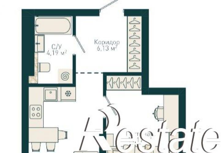1-комн квартира в новом доме Комсомольская улица, 122 к1,  д. 122 к1