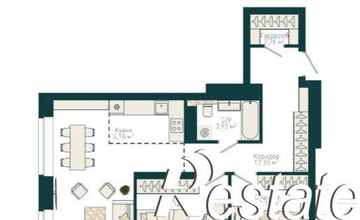 3-комн квартира в новом доме Комсомольская улица, 122 к1,  д. 122 к1